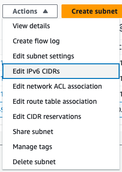 Select “Edit IPv6 CIDRs”