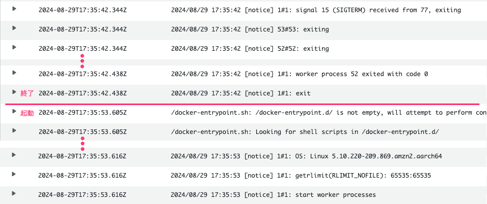 Nginx restarting log