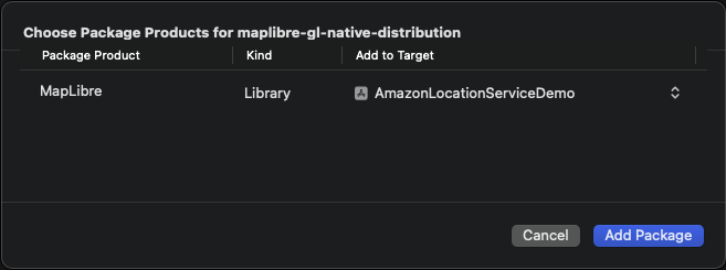 Add MapLibre Native for iOS to target