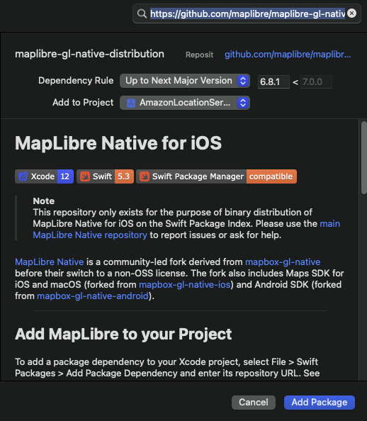 Add MapLibre Native for iOS