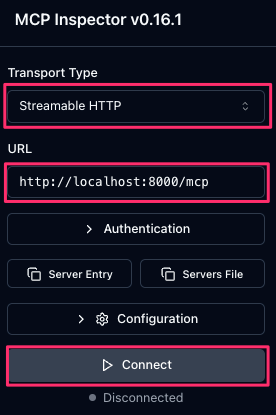 Initialize MCP Inspector