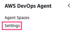 Open AWS DevOps Agent settings
